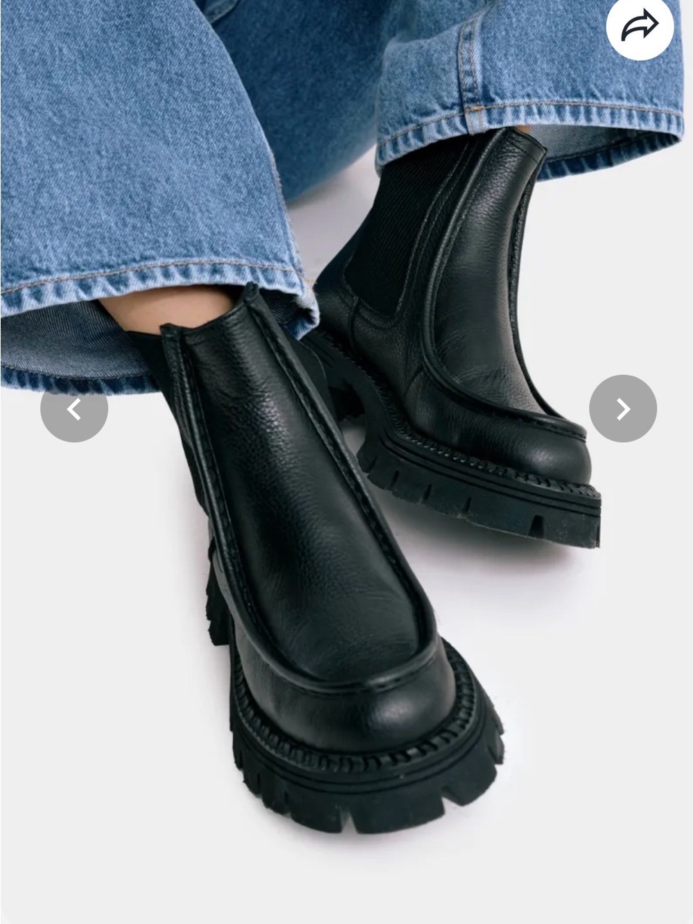 Marcella NYC Murphy Lug Sole Platform Chunky Black Leather Chelsea Boots 38
